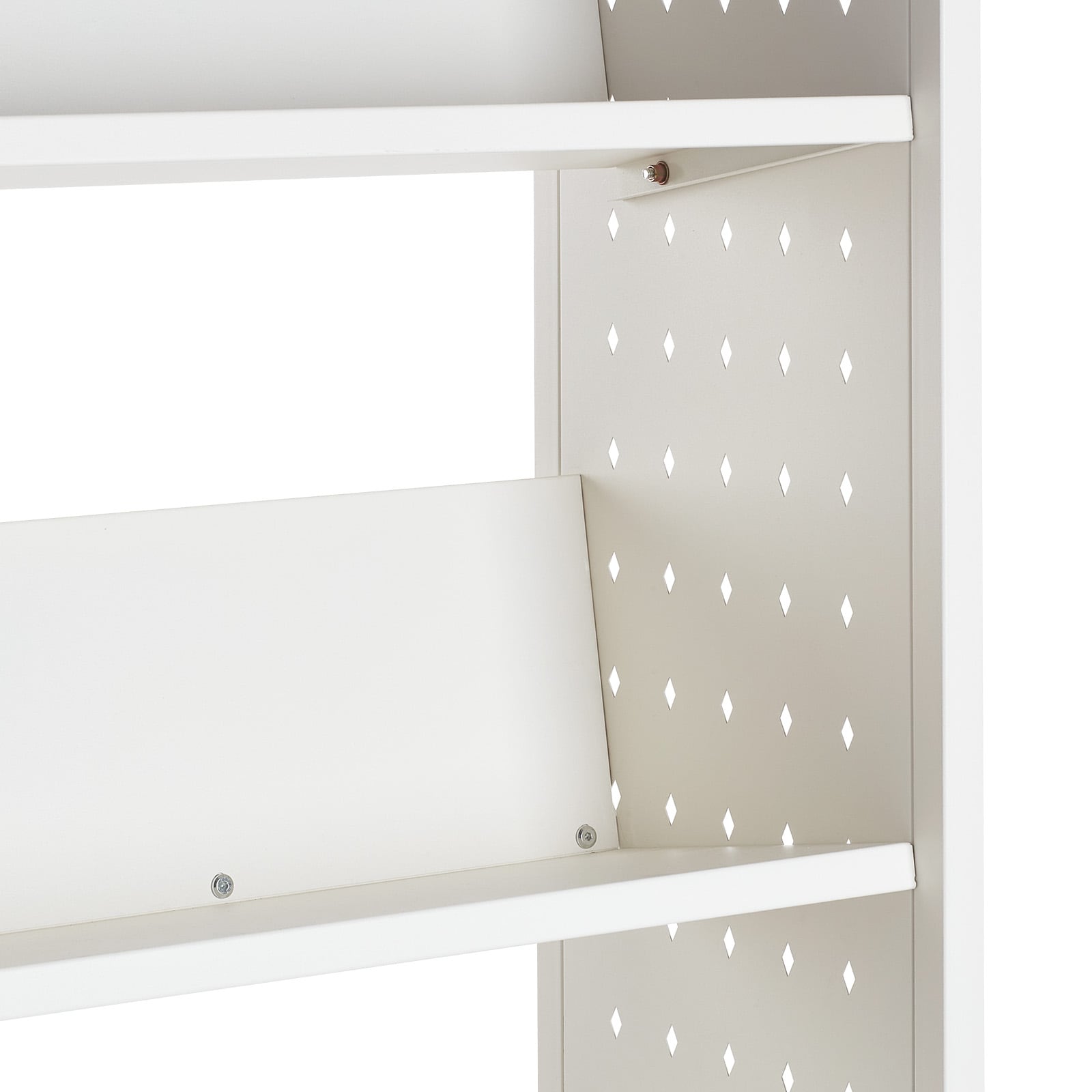 3-tier Rolling Book Cart With V-shaped Shelves In White_voghion.com